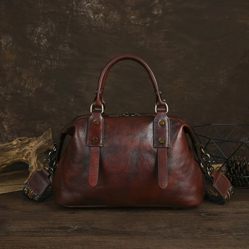 Borsa vintage in pelle marrone