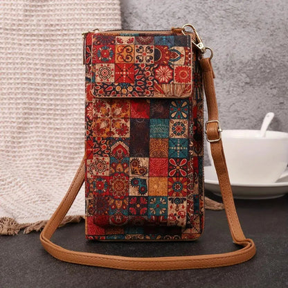 Portafoglio a tracolla floreale Lila Boho