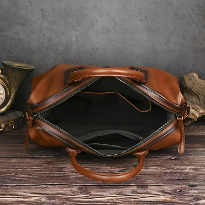 Borsa a mano vintage in pelle marrone per donna