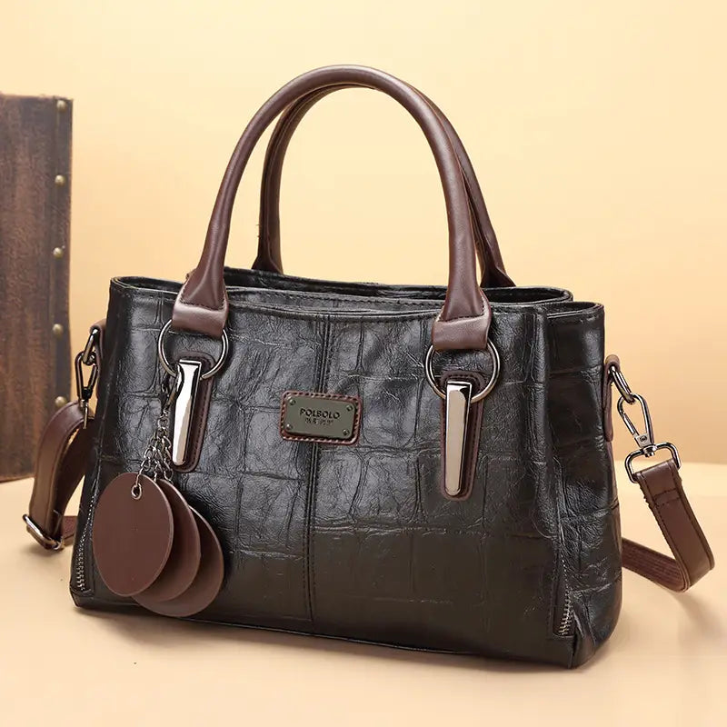 Borsa Boston retrò alla moda in vera pelle