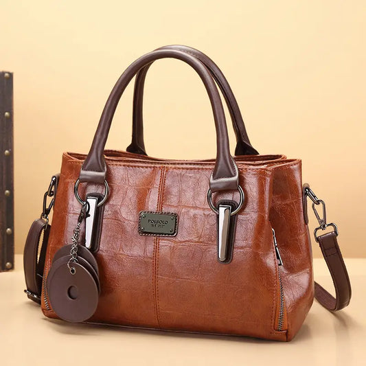 Borsa Boston retrò alla moda in vera pelle